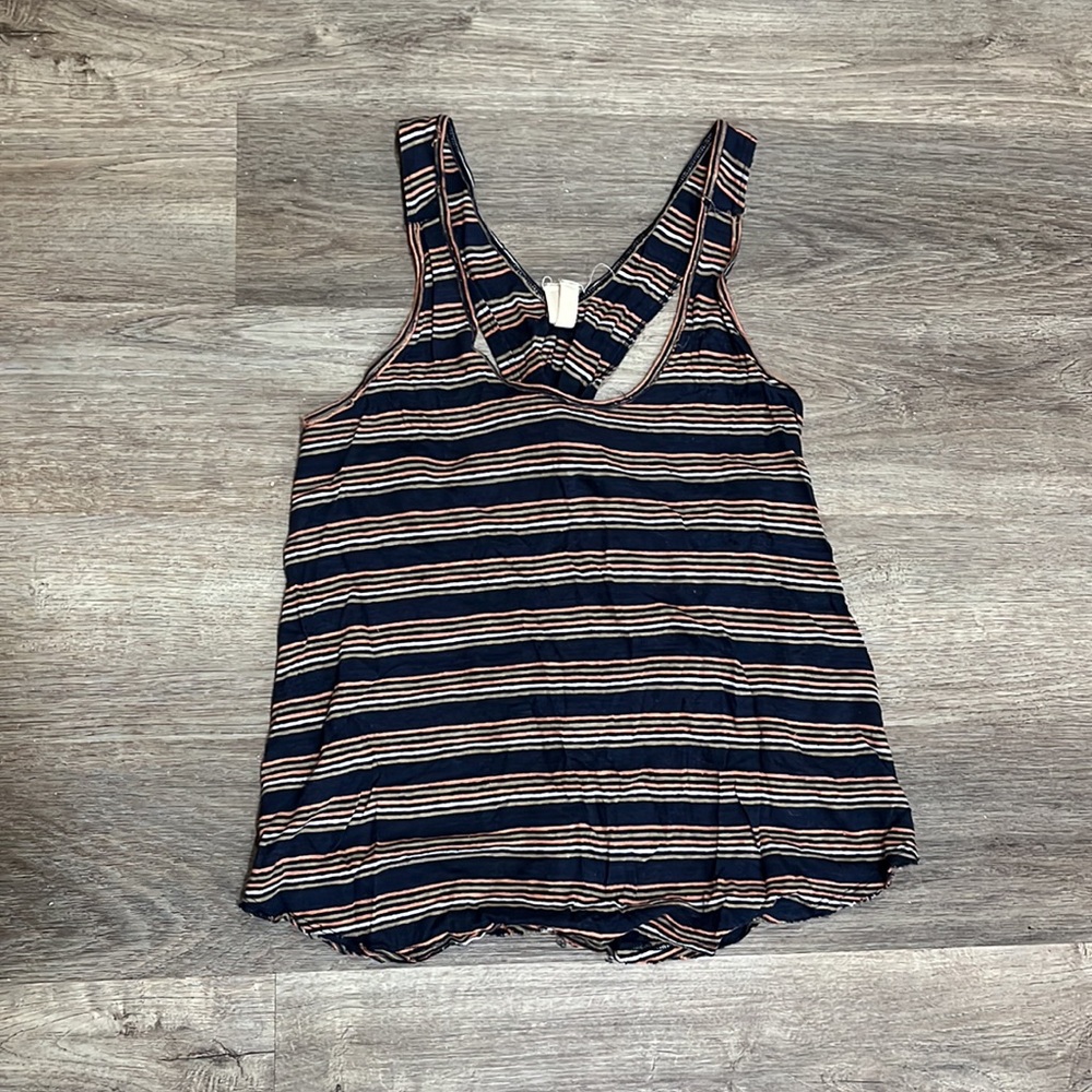 Free People We The Free Striped Crewneck Tank Top with Twist Back Small